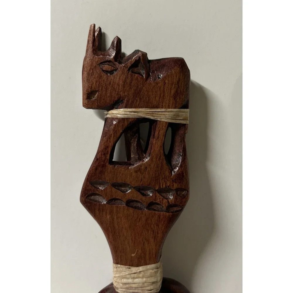 Hand Carved African Decor Wooden Rhinoceros 7